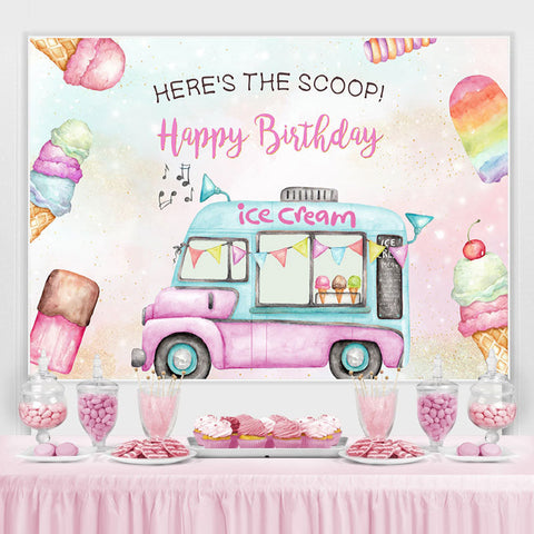 Heres The Scoop Ice Cream Cart Doux Anniversaire Toile de Fond