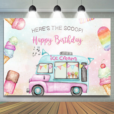 Heres The Scoop Ice Cream Cart Doux Anniversaire Toile de Fond