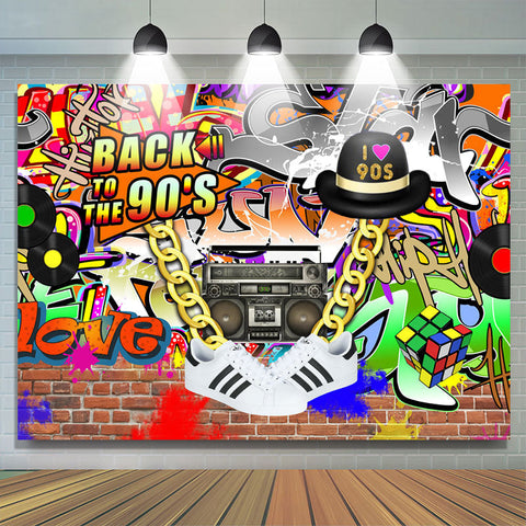 Hip Hop Retour à la toile de fond d'anniversaire des années 90 pour la fête