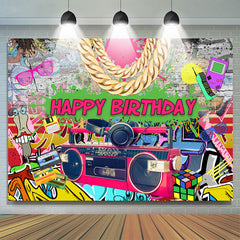 Toile de fond joyeux anniversaire sur le thème de la danse graffiti hip hop