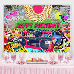 Toile de fond joyeux anniversaire sur le thème de la danse graffiti hip hop