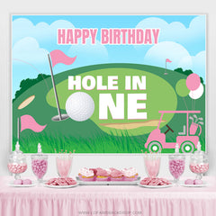 Trou dans un fond de ballon rose joyeux anniversaire