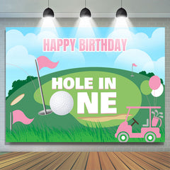 Trou dans un fond de ballon rose joyeux anniversaire
