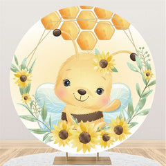 Toile De Fond De Fête De Bébé De Cercle D'abeille Et De Tournesol