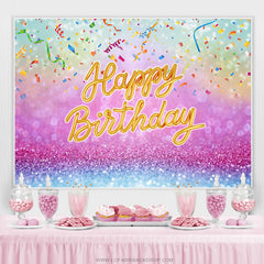 Toile de fond joyeux anniversaire paillettes rose vif et bleu bokeh