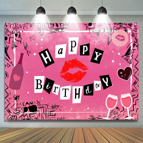 Hot Pink Kiss Joyeux anniversaire toile de fond pour les filles