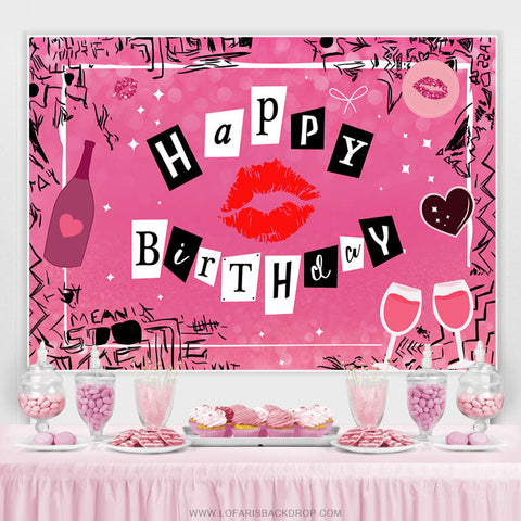 Hot Pink Kiss Joyeux anniversaire toile de fond pour les filles