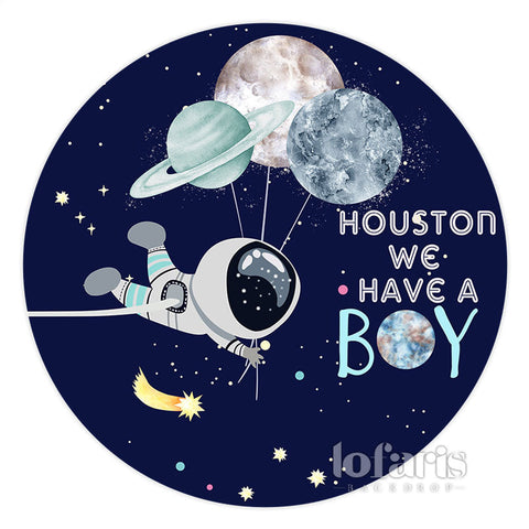 Houston, nous avons un fond de fête de naissance sur le thème d'un garçon