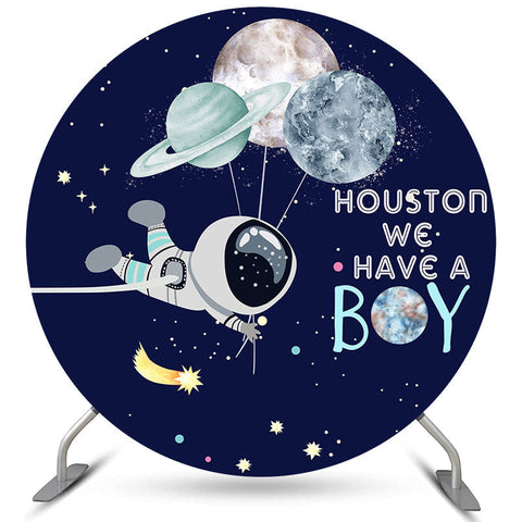 Houston, nous avons un fond de fête de naissance sur le thème d'un garçon