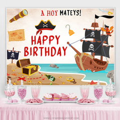 Hoy Mateys Pirate Perroquet Trésor Anniversaire Toile de Fond