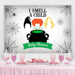 Je sens un enfant Halloween toile de fond de douche de bébé gris