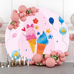 Couverture de toile de fond ronde de révélation de genre de ballon de crème glacée