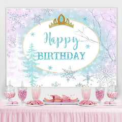 Thème du monde de glace Couronne de princesse Toile de fond joyeux anniversaire