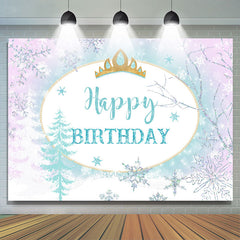 Thème du monde de glace Couronne de princesse Toile de fond joyeux anniversaire