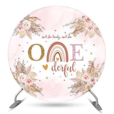 N'est-elle pas une toile de fond d'anniversaire rose cercle floral Onederful