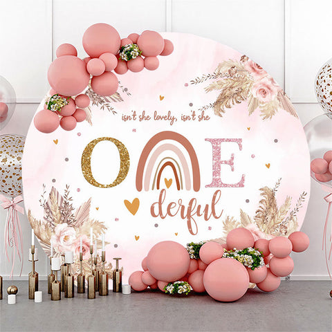 N'est-elle pas une toile de fond d'anniversaire rose cercle floral Onederful