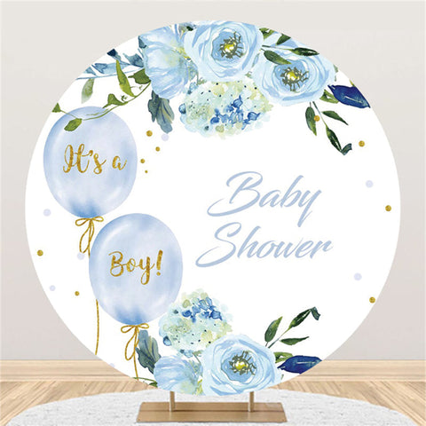 C'est un garçon bleu fleur ballons rond bébé douche toile de fond