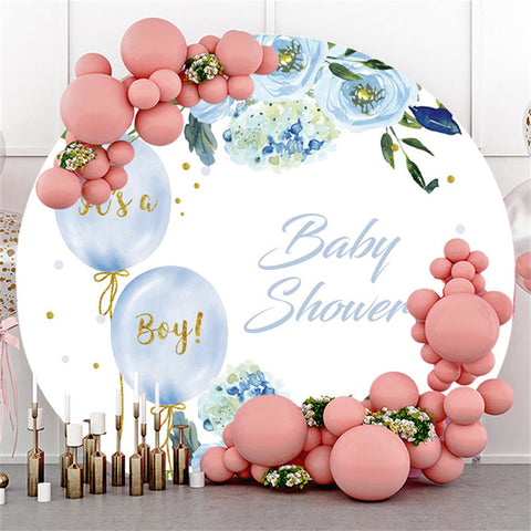 C'est un garçon bleu fleur ballons rond bébé douche toile de fond