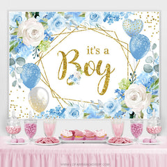 C'est un garçon Blue Rose Balloon Baby Shower Backdorp pour garçon