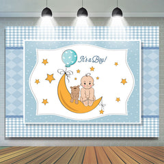 C'est une nuit étoilée de garçon avec toile de fond de douche de bébé lune