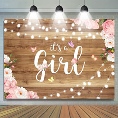 C'est une toile de fond de douche de bébé papillon camélia rose fille