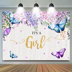 C'est une toile de fond de douche de bébé jardin printemps violet fille