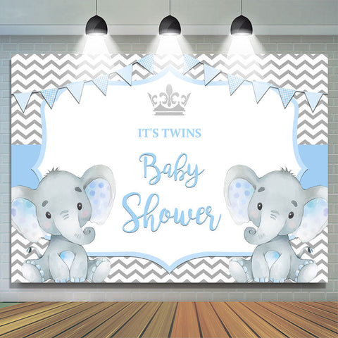 C'est des jumeaux deux éléphants bleu bébé toile de fond de douche de bébé