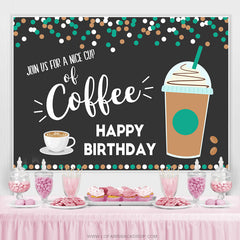 Rejoignez-nous pour un bon café Joyeux anniversaire Toile de fond