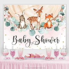 Animaux de la jungle et toile de fond de douche de bébé rose en bois