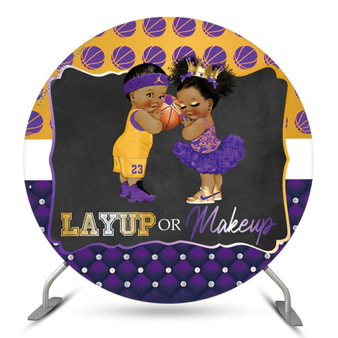 Layup ou Mackup Round Gender Reveal Backdrop Cover