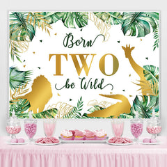 Feuilles et animaux dorés 2e toile de fond joyeux anniversaire