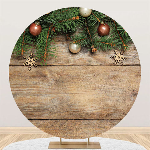 Feuilles Babiole Ronde En Bois Joyeux noël Toile De Fond