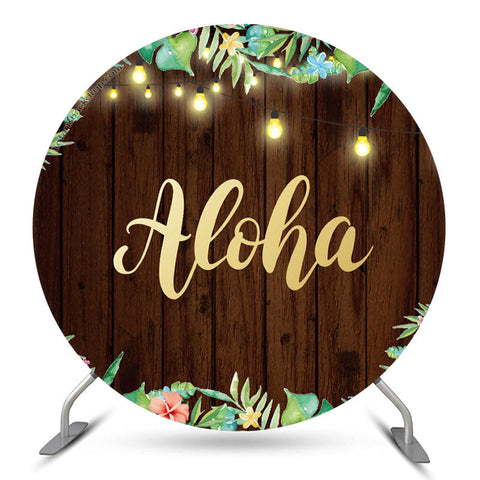 Feuilles de fond de fête ronde en bois Aloha Light