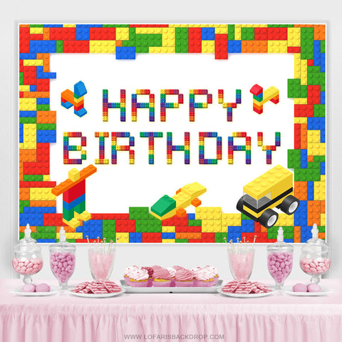 Décor de toile de fond de briques de jouet de Lego pour la fête d'anniversaire