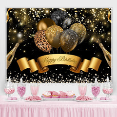 Toile de fond de fête d'anniversaire de paillettes d'or de ballon de léopard