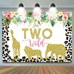 Grain de l¨¦opard et animaux floraux 2¨¨me toile de fond d'anniversaire