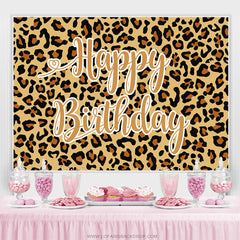 Toile de fond joyeux anniversaire thème imprimé léopard pour la fête