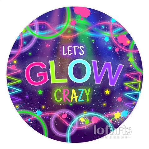 Let's Glow Crazy Color Lines Toile de fond ronde d'anniversaire