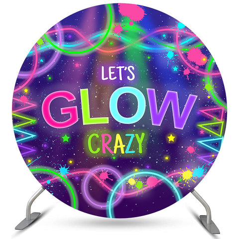 Let's Glow Crazy Color Lines Toile de fond ronde d'anniversaire