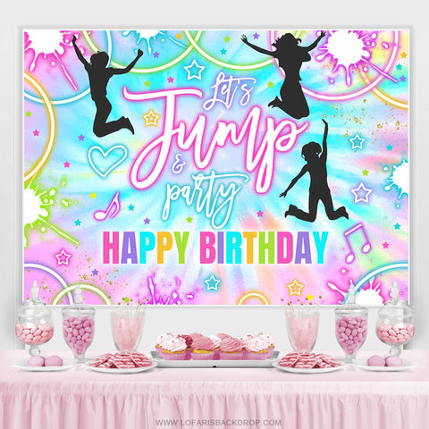 Lets Jump Party Couverture de toile de fond mignon joyeux anniversaire