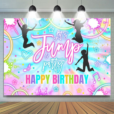 Lets Jump Party Couverture de toile de fond mignon joyeux anniversaire