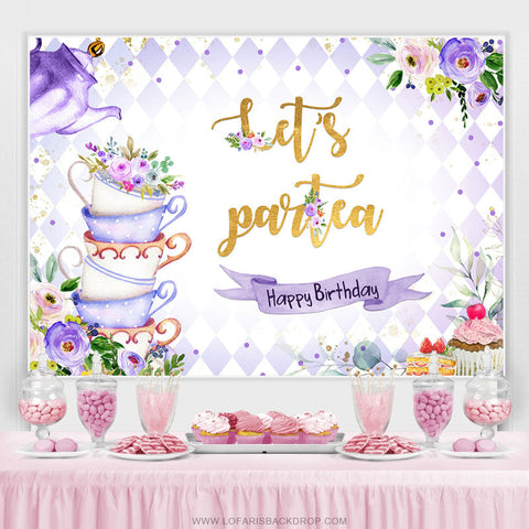 Lets Partea printemps floral joyeux anniversaire toile de fond