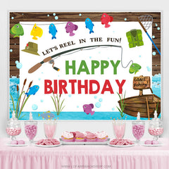 Lets Reel In The Fun Fish Theme Joyeux Anniversaire Toile de Fond