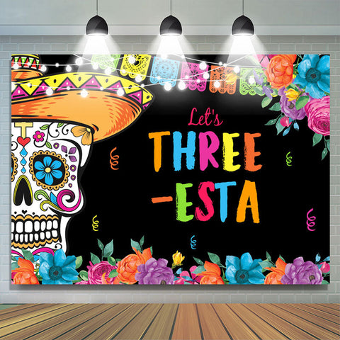 Lets Three Floral Fiesta Kids 3ème toile de fond d'anniversaire