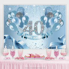 Ballon bleu clair Ribbion Joyeux 40e anniversaire Toile de fond