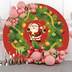 Feuilles Vert Clair Père noël Rond Toile De Fond De noël