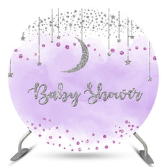 Toile de fond de douche de bébé étoile de lune ronde violet clair