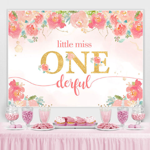 Litter Miss One-derful Toile de fond florale pour anniversaire