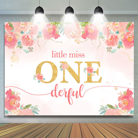 Litter Miss One-derful Toile de fond florale pour anniversaire