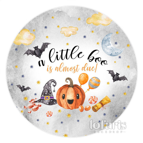 Little Boo est presque due toile de fond ronde Halloween gris